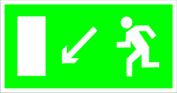E08 направление к эвакуационному выходу налево вниз (пленка, 300х150 мм) - Знаки безопасности - Эвакуационные знаки - Магазин охраны труда ИЗО Стиль